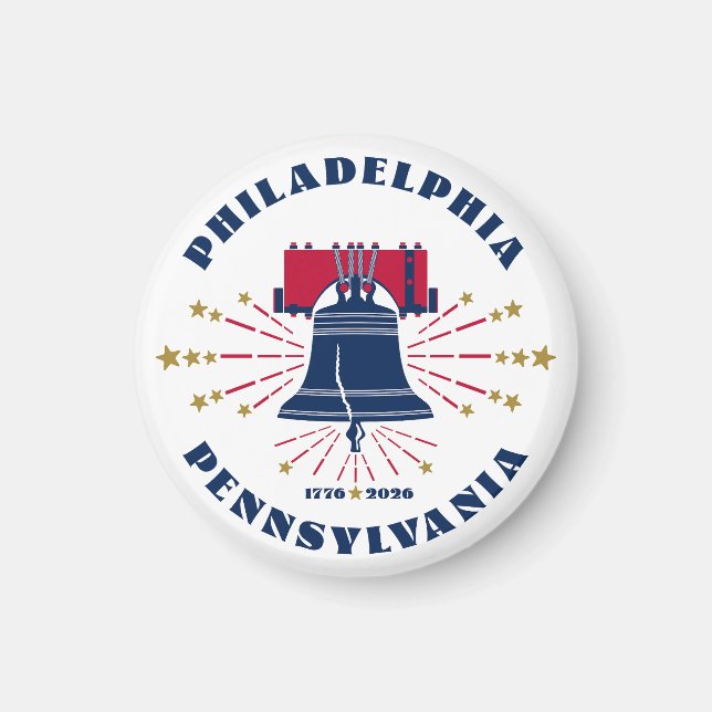 Red White Blue Liberty Bell Philadelphia Magnet (Front)