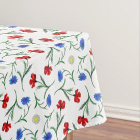 Red White Blue Liberty Floral Pattern Elegant Chic Tablecloth