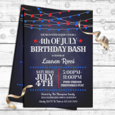 Red, White & Blue Lights 4th Of July Birthday Invitation at Zazzle