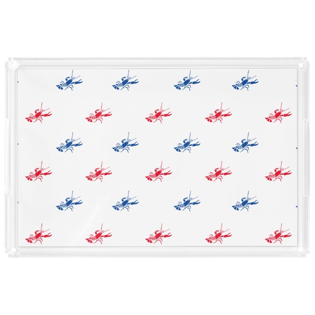 Red white blue lobster pattern patriotic acrylic tray (Front)