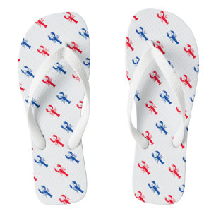 Red white blue lobster pattern Patriotic Beach Tow Flip Flops