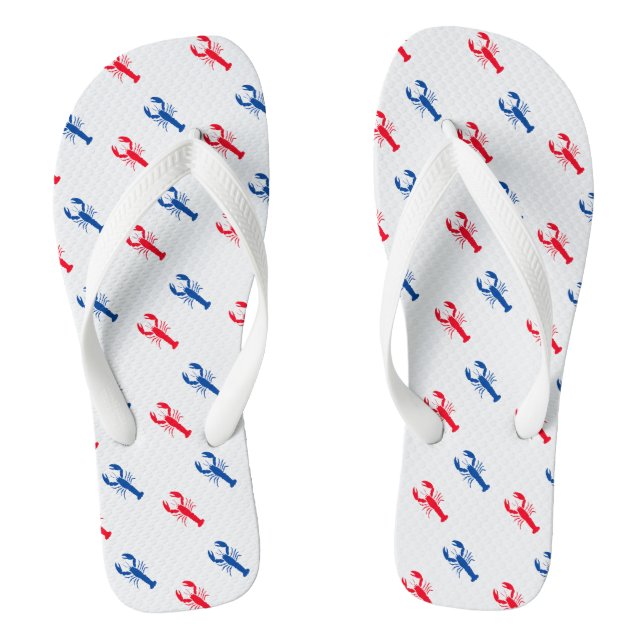 Red white blue lobster pattern Patriotic Beach Tow Flip Flops (Footbed)