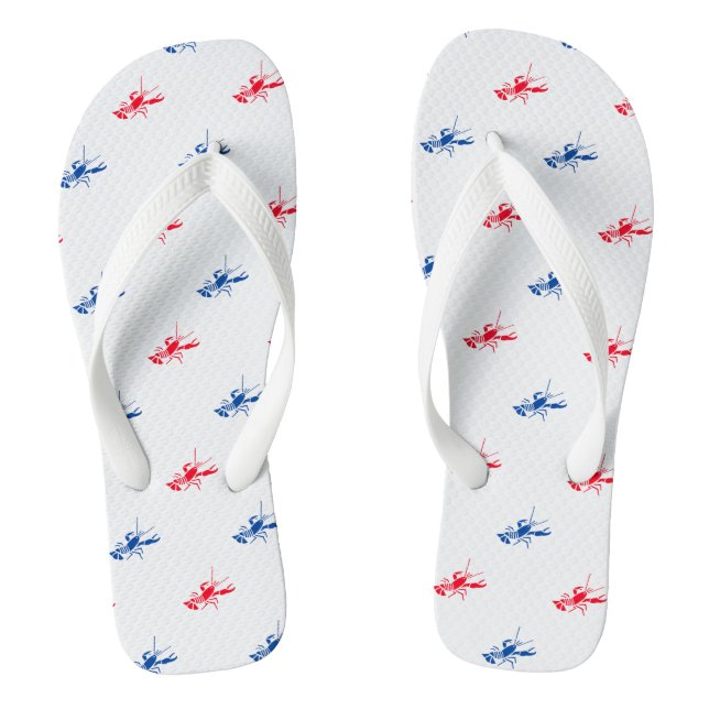Red white blue lobster pattern Patriotic Flip Flops (Footbed)