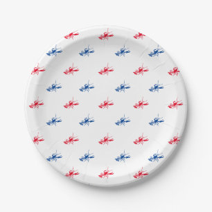 Red white blue lobster pattern Patriotic Paper Plates
