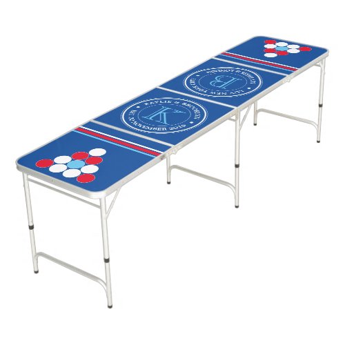 Red White Blue Logo Monogram Ten_Cup Any Color Beer Pong Table