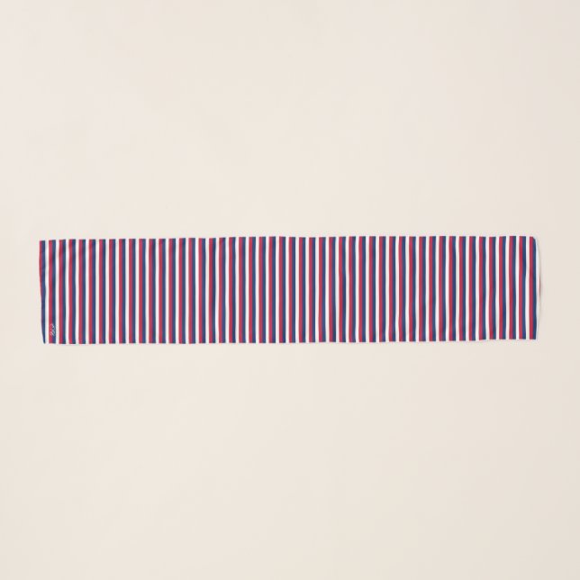 Red, White & Blue Long Striped Chiffon Scarf (Front (Horizontal))