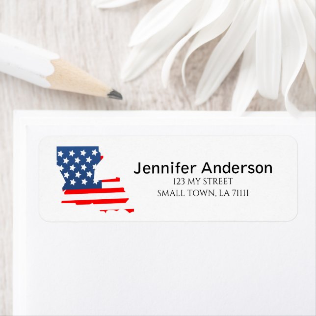 Red White Blue Louisiana USA Flag Address Label (Insitu)