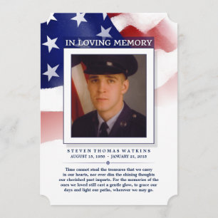 Red White & Blue Loving Memory Photo Thank You Card