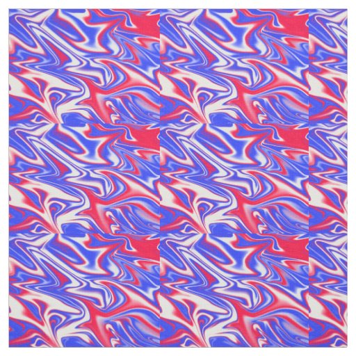 Red White Blue Marble Pattern, Fabric