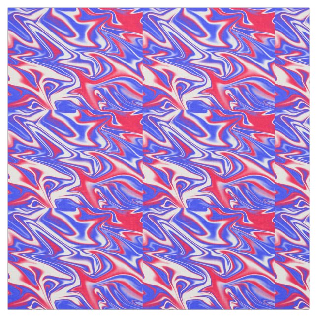 Red White Blue Marble Pattern, Fabric (Swatch)