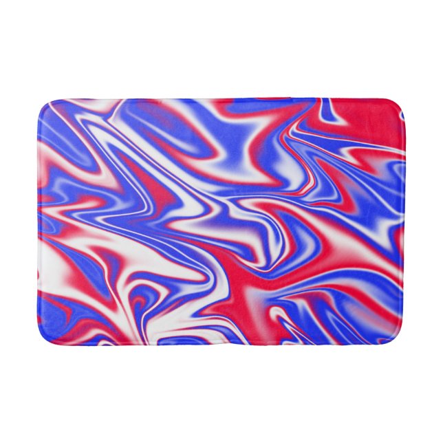 Red White Blue Marbleized Pattern, Bathroom Mat (Front)