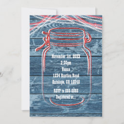 Red White &amp; Blue Mason Jar Rustic Invitations | Zazzle