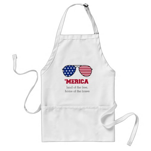 Red White Blue Merica Adult Apron