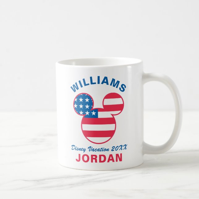 Red White & Blue Mickey | Family Vacation Coffee Mug (Right)