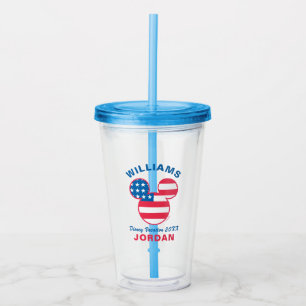 Red White & Blue Mickey   Family Vacation & Year Acrylic Tumbler