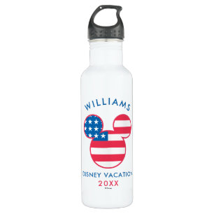 Red White & Blue Mickey Family Vacation & Year Stainless Steel Water Bottle