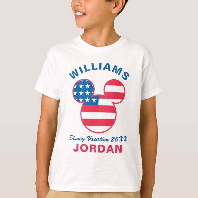 Red White & Blue Mickey | Family Vacation & Year T-Shirt (Front)