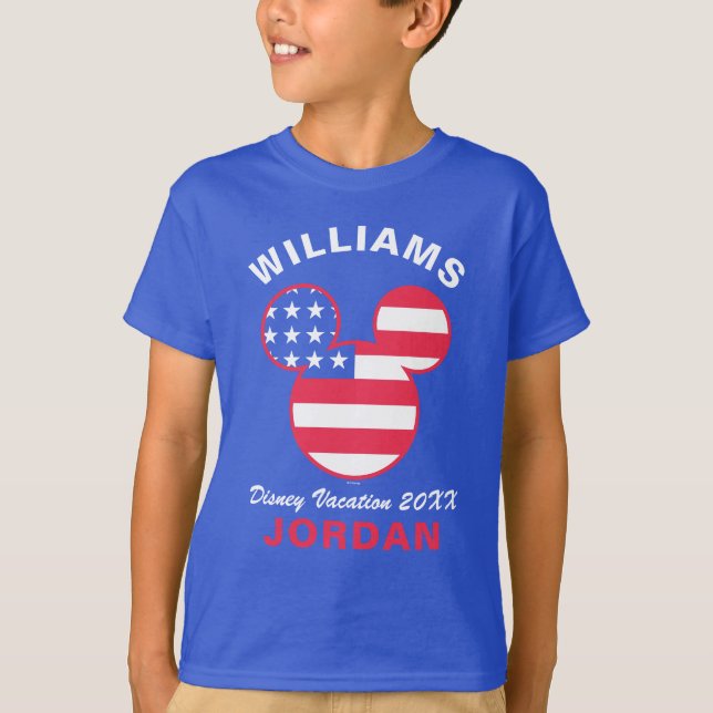 Red White & Blue Mickey | Family Vacation & Year T-Shirt (Front)