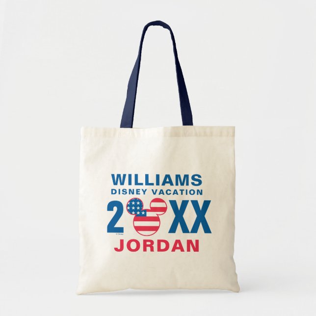 Red White & Blue Mickey | Family Vacation & Year Tote Bag (Front)