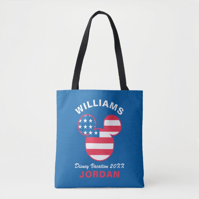 Red White & Blue Mickey | Family Vacation & Year Tote Bag (Front)