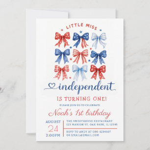Red White Blue Miss Independent 1st Birthday Invitation