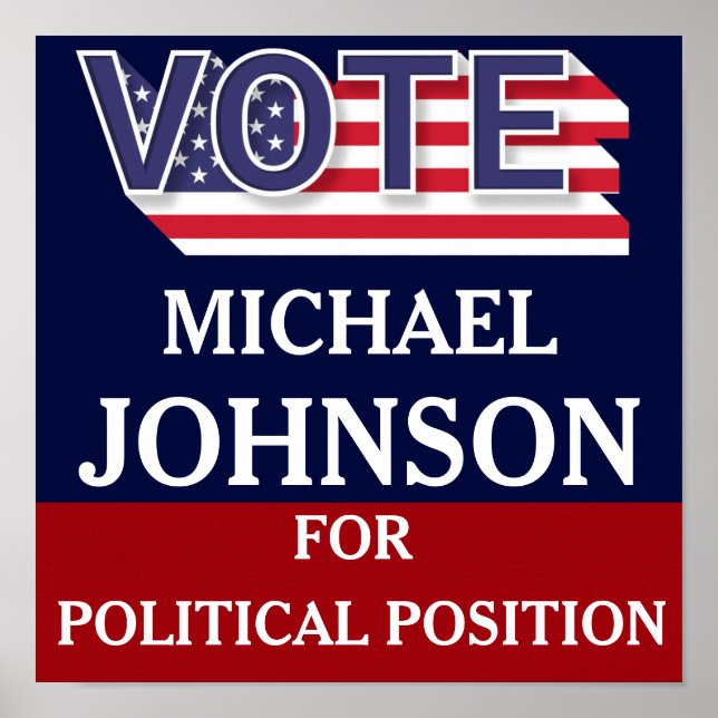 Red White Blue Modern Campaign Political  Poster (Front)