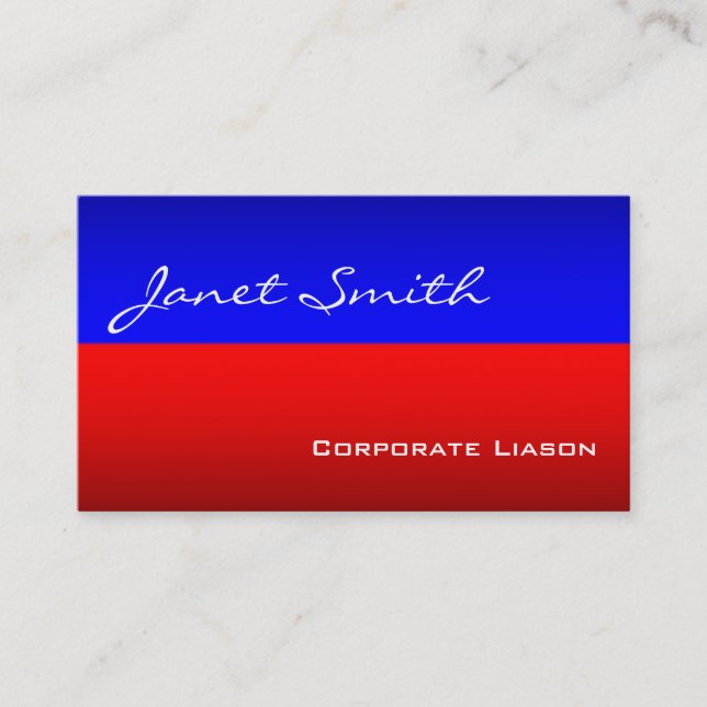 Red White & Blue Modern Professional Business Card (Front)