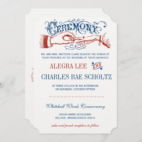 Red White Blue Modern Vintage Typography Invite