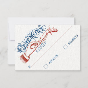 Red White Blue Modern Vintage Typography RSVP