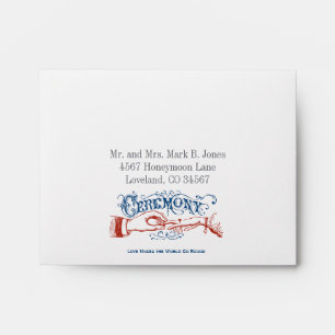 Red White Blue Modern Vintage Typography RSVP Enve Envelope