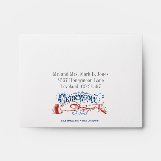 Red White Blue Modern Vintage Typography RSVP Enve Envelope (Front)