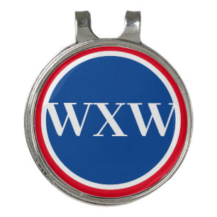 Red White Blue Monogram Golf Marker Hat Clip