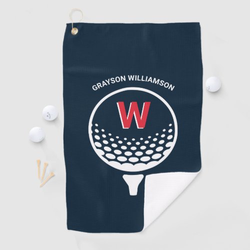 Red White  Blue Monogram Golf Towel