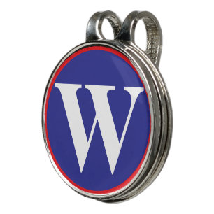 Red White Blue Monogram Initial Golf Hat Clip