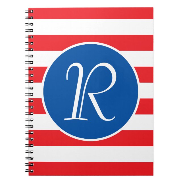 Red White & Blue Monogram Notebook (Front)