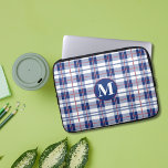 Red, White & Blue Monogram Plaid Laptop Sleeve<br><div class="desc">Protect your laptop with this trendy,  plaid,  laptop sleeve in red,  white and blue. This is a fun,  laptop sleeve for someone who is patriotic,  loves the colors red,  white and blue or plaid patterns. The monogram letter is customizable and would make a great personalized gift.</div>