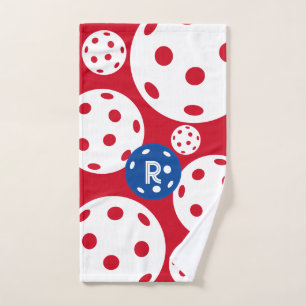 Red White Blue Monogrammed Pickleball Sweat Hand Towel