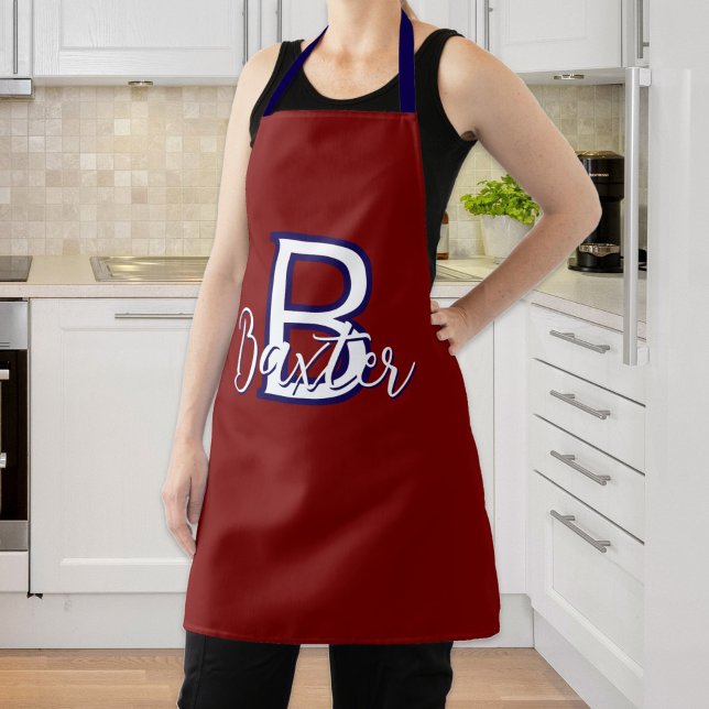 Red White & Blue Name and Monogram Personalized Apron (Red White & Blue Name and Monogram Personalized Apron
)