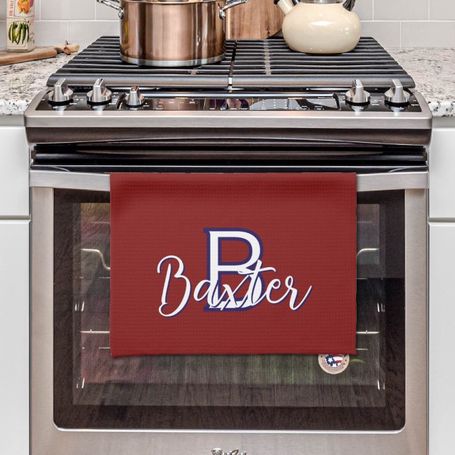 Red White & Blue Name and Monogram Personalized Kitchen Towel (Red White & Blue Name and Monogram Personalized Kitchen Towel
)