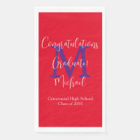 Red White Blue Name Monogram Graduation