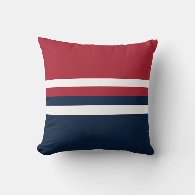 Red White Blue Nautical Throw Pillow (Front)