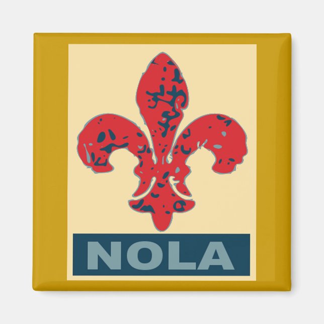 Red White Blue NOLa Fleur De Lis Magnet (Front)