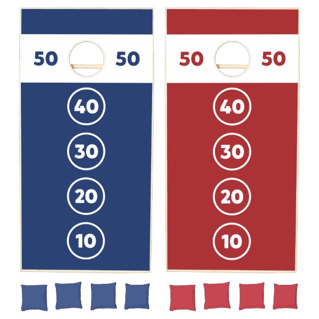 Red White Blue Numbered Circles Cornhole Set (Set)