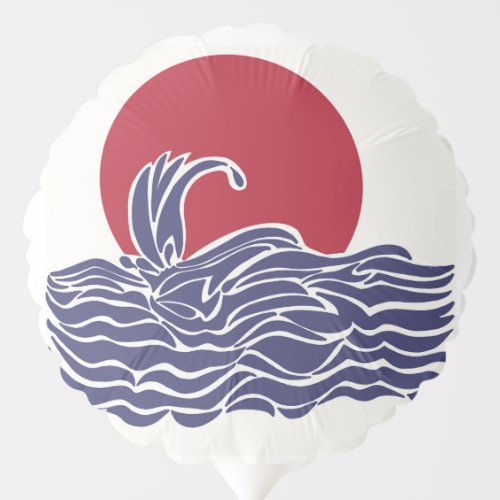 Red white  blue ocean sunset  waves balloon