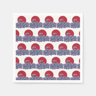 Red, white, & blue ocean sunset & waves napkins