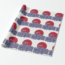 Red, white, & blue ocean sunset & waves