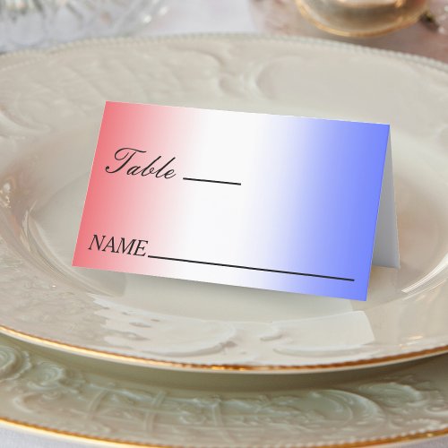Red White  Blue Ombre Patriotic Wedding Place Card