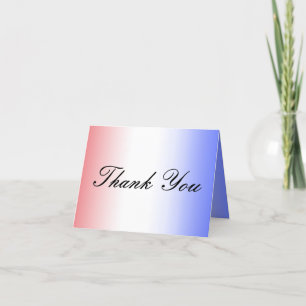 Red White & Blue Ombre Picture Photo Wedding Letterpress Thank You Card