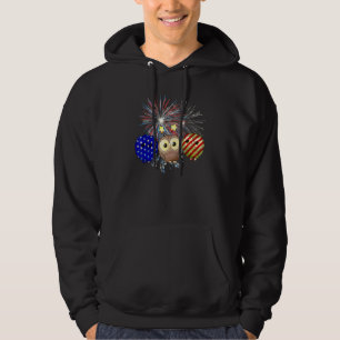 Red White Blue Owl Fireworks Patriotic 4th Of July Hoodie