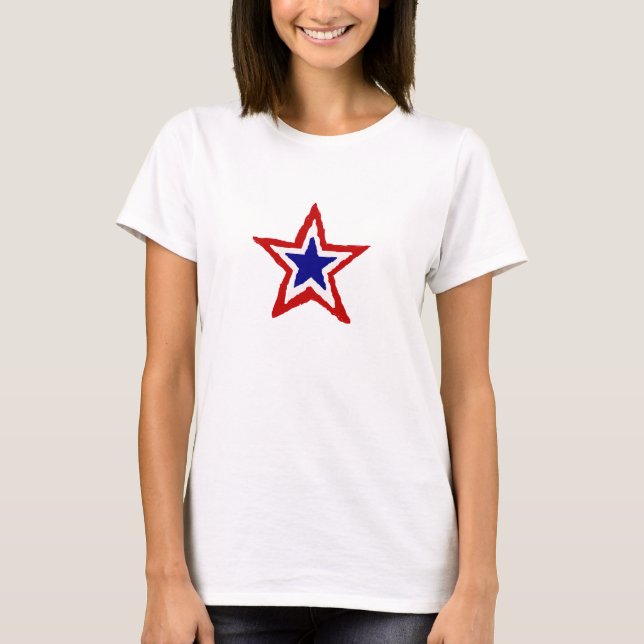 Red White Blue Painted Star T-Shirt (Front)